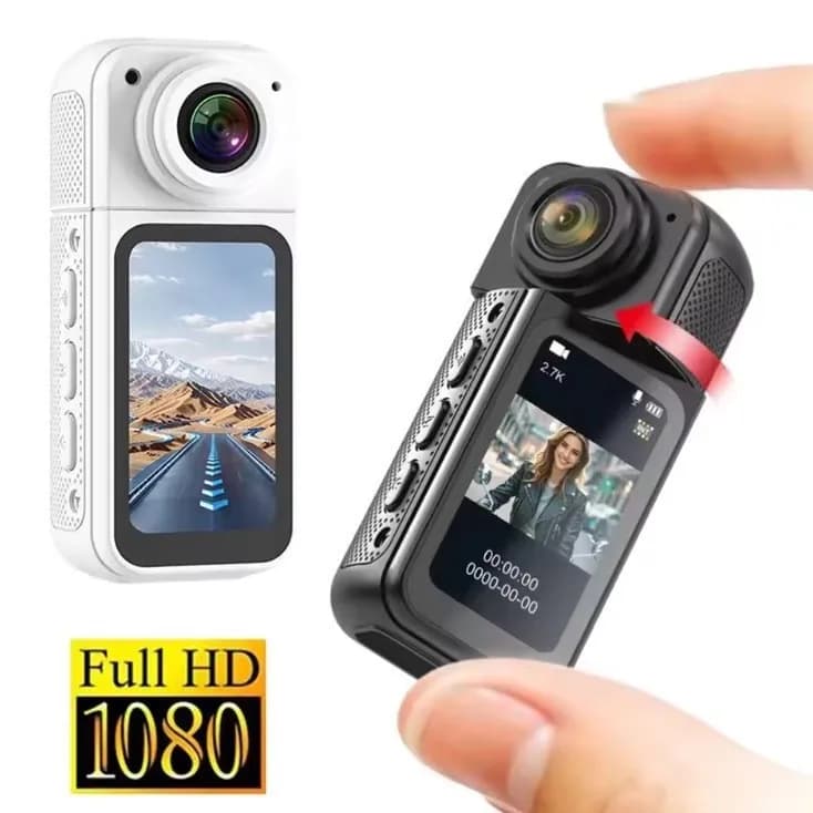 Mini Telecamera WiFi HD 1080P 2.7K Registratore Video Digitale Portatile Bodycam per Polizia 180 ° Videocamera Sportiva Rotante per Ciclismo