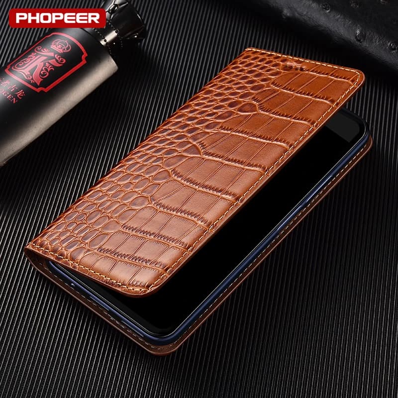 Custodie per telefoni a portafoglio in vera pelle testurizzata coccodrillo per Xiaomi Poco X7 X6 X5 X4 X3 X2 Pro GT NFC Neo magnetico con slot per schede