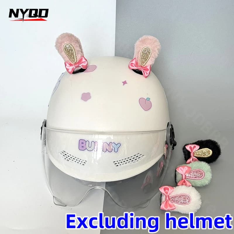 Bicycle Helmet Decoration Cat Ear Accessories Electric Bike Ski Helmet Universal Rabbit Earrings Fast Sticker for cute girl gift