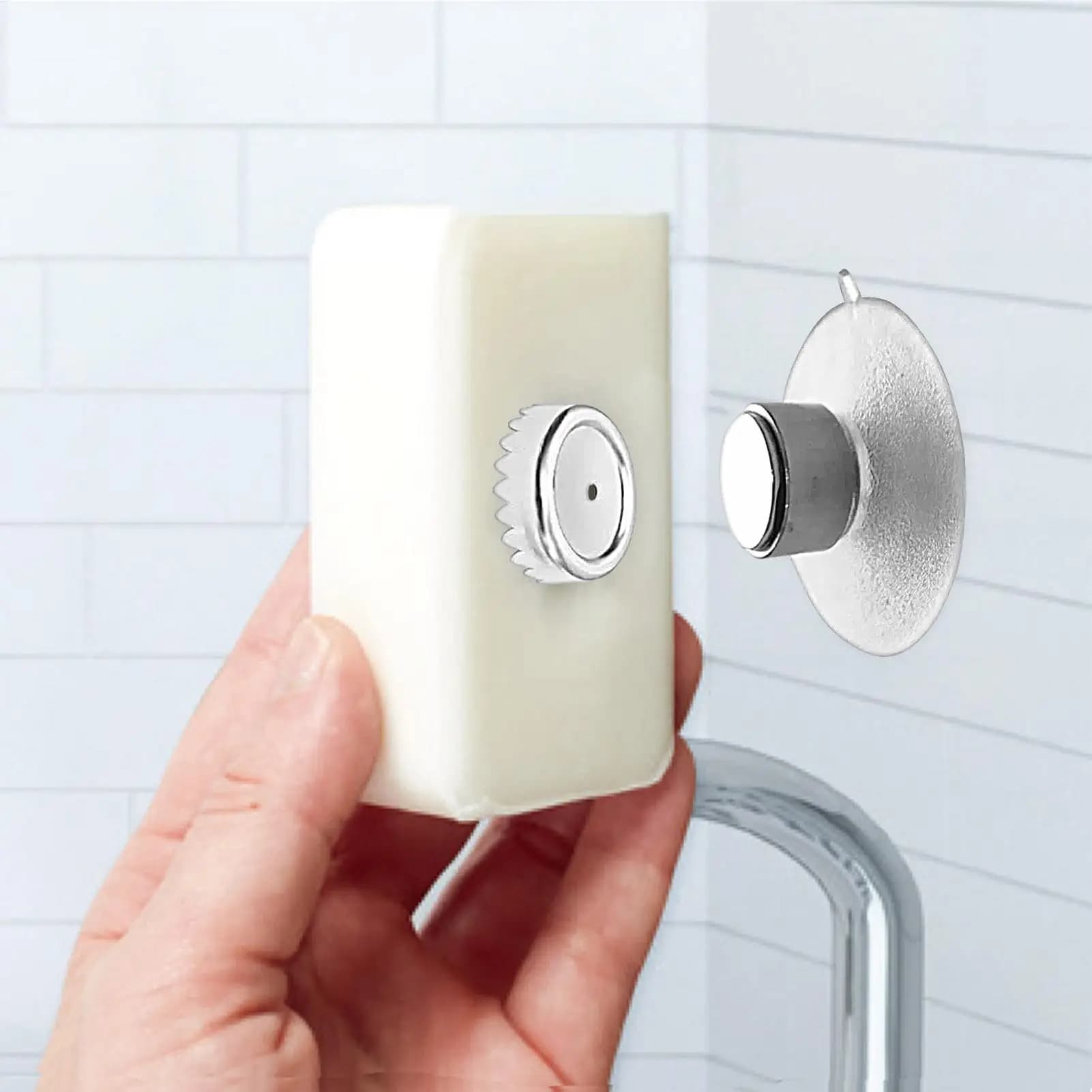 Portasapone magnetico da parete con ventosa e magnete potente, porta sapone rimovibile per bagno e doccia