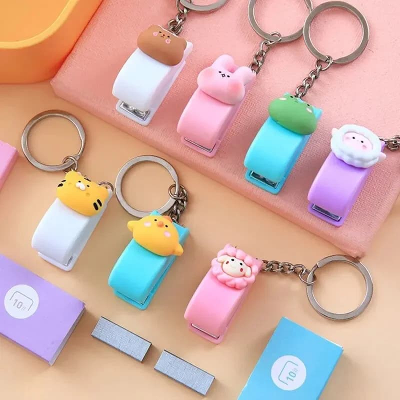 Simpatico mini cucitrice per animali Macchine per rilegatura di libri portatili creative Portachiavi Materiale scolastico Accessori per ufficio Regali di cancelleria
