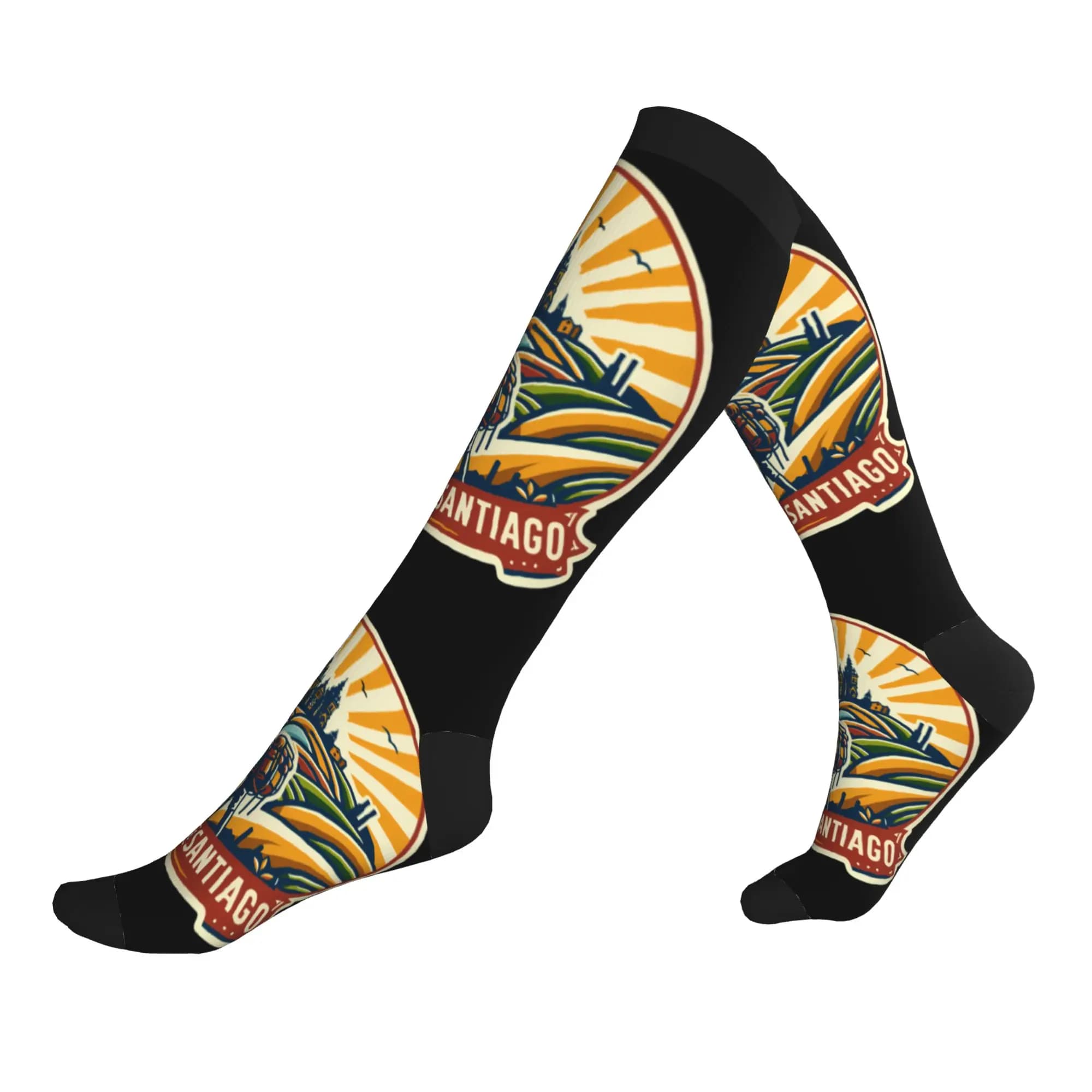 Cute Men's Buen Camino de Santiago Dress Socks Unisex Warm Comfortable 3D Print Sports Compression Socks