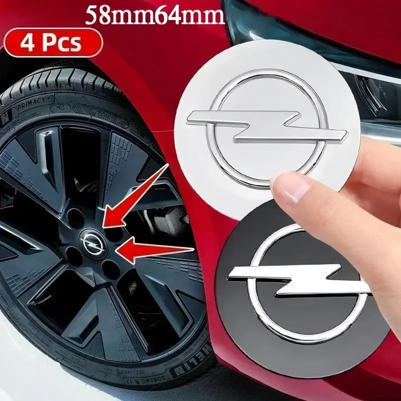4 pieces 58mm 64mm Cover with logo emblem suitable for Opel Astra Antara Zafira Tigra Rocks Mokka-e Corsa Insignia