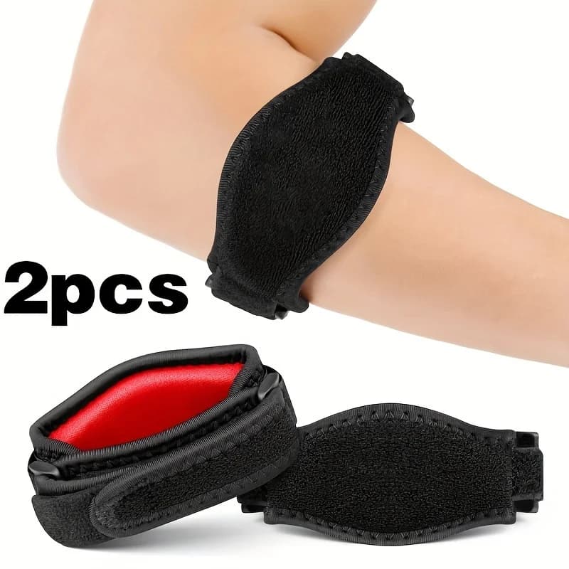 Supporto per gomito e polso da tennis, 2 pezzi, per tensione dell'avambraccio, regolabile, con cinghie di compressione