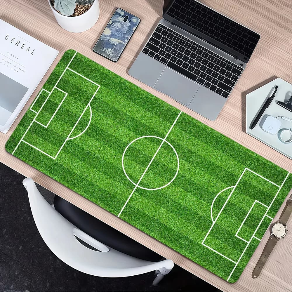 Tappetino per Mouse a Forma di Campo da Calcio Verde, Antiscivolo, Spesso, Grande, con Bordo Cucito, per Gaming, Ufficio e Studenti