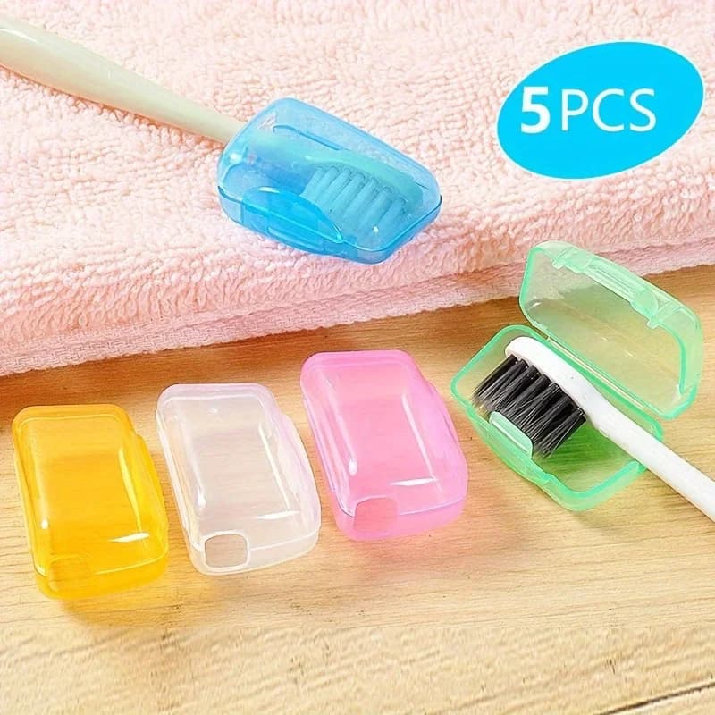Custodia portatile per spazzolino da denti da 5 pezzi - custodia resistente per spazzolino da viaggio, senza profumo, porta spazzolino facile da pulire