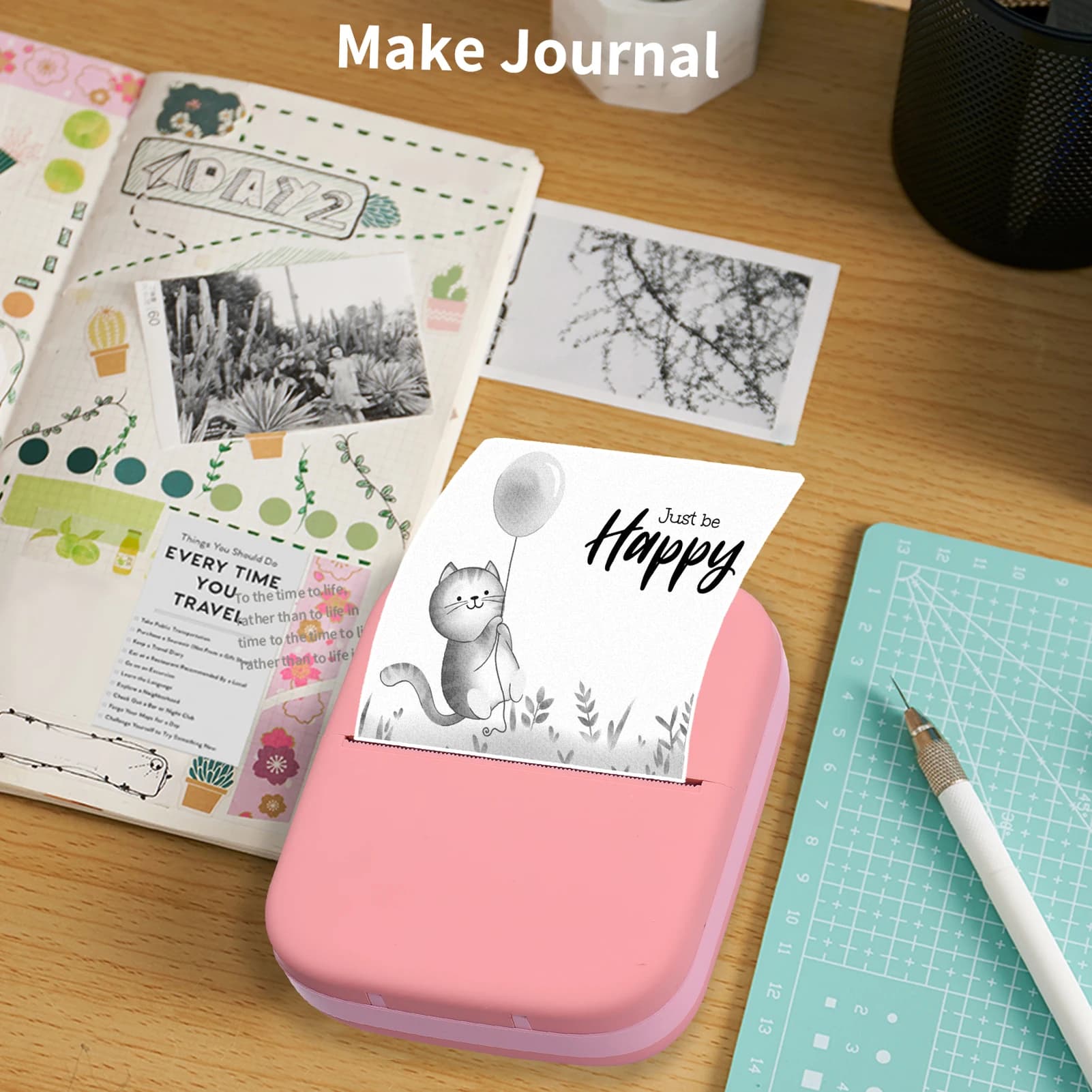 X1 Portable Mini Pocket Printer 80mm BT Wireless Thermal Photo Printer 300dpi Picture Memo Notes Lists Journal Receipt Paper Pri