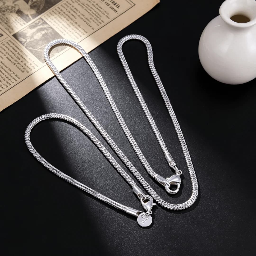 New arrive 40-60cm 925 sterling Silver Ethnic 3MM Snake Necklace Bracelet Fashion Jewelry For Women Men boutique accessories