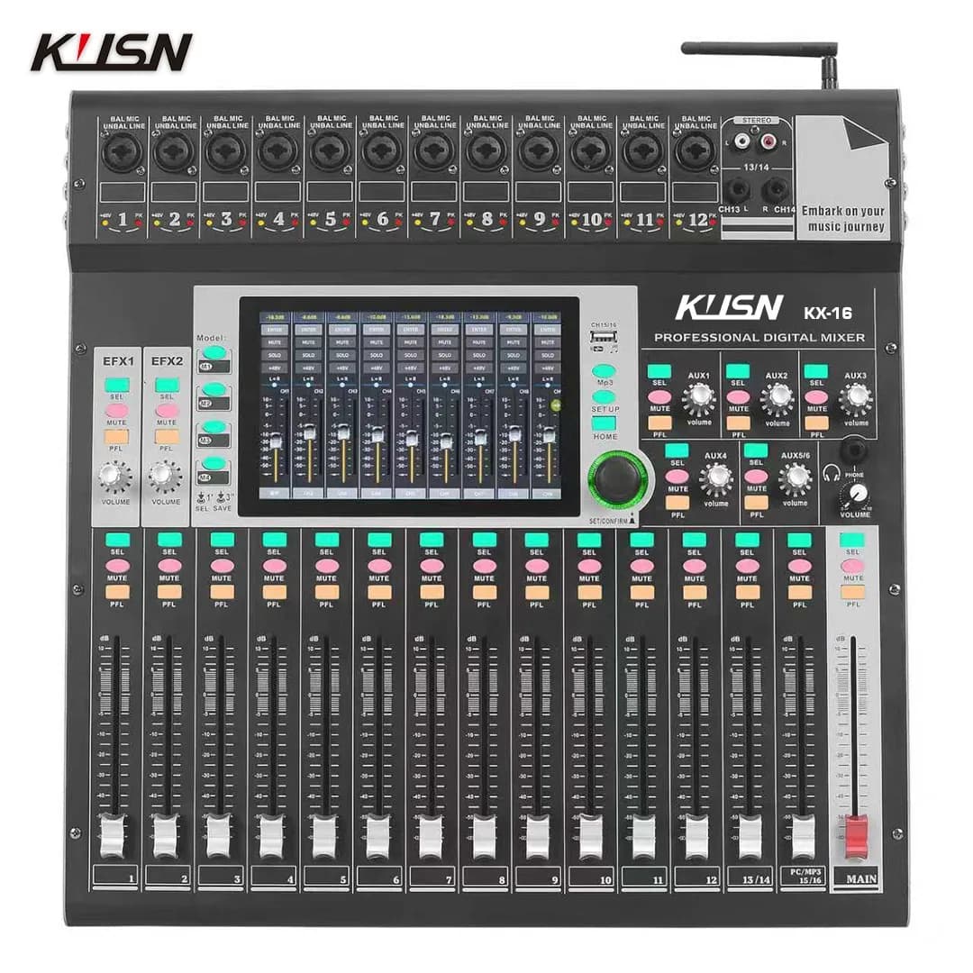 16 Channel WIFI Professional Digital Mixer Mixing Console 16 DSP Sound Mixer Console with 7 Inch Touchscreen