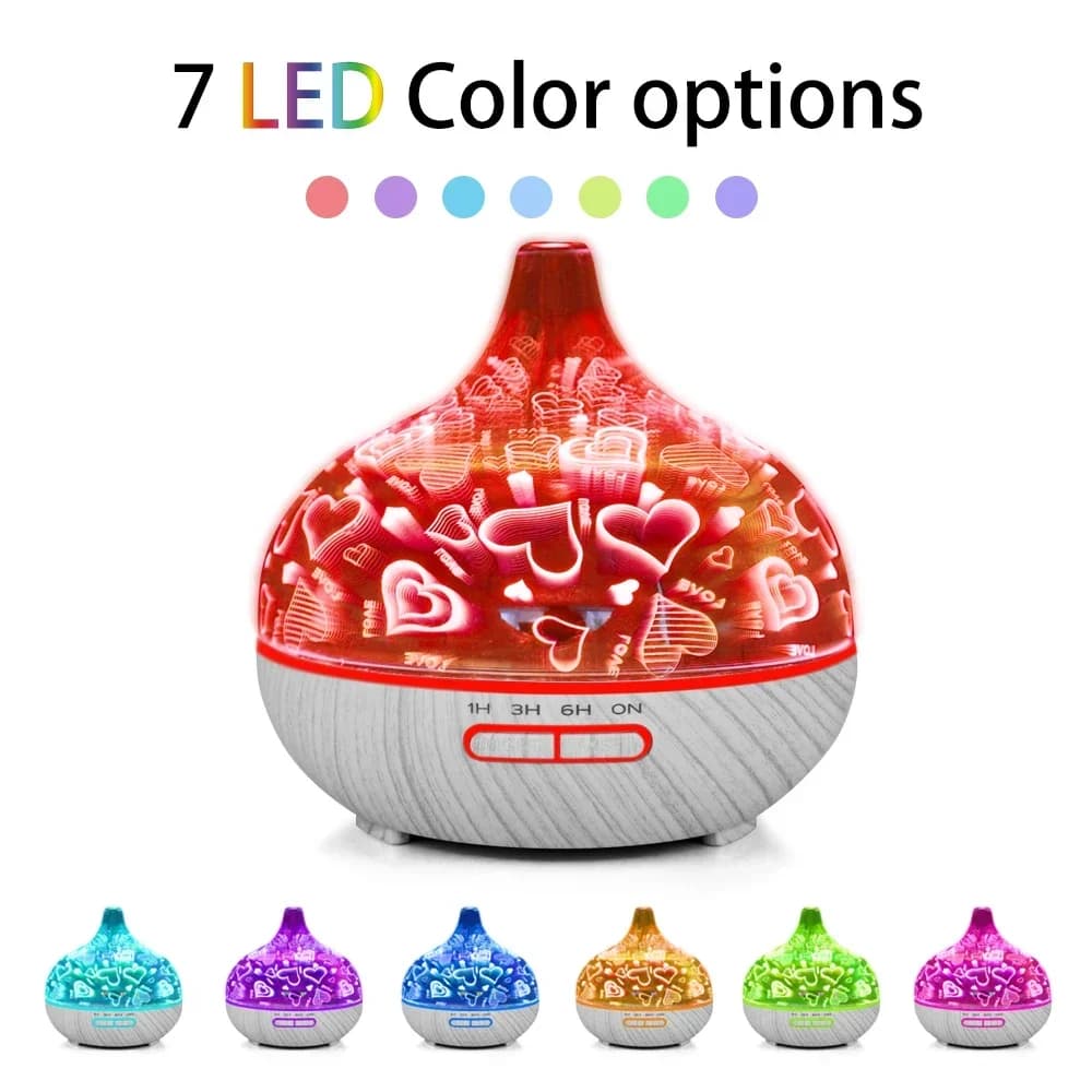 Nuovo Diffusore di Oli Essenziali 400ml 2026, Umidificatore e Purificatore d'Aria a Ultrasuoni con Luci LED Effetto Legno per Ufficio e Casa