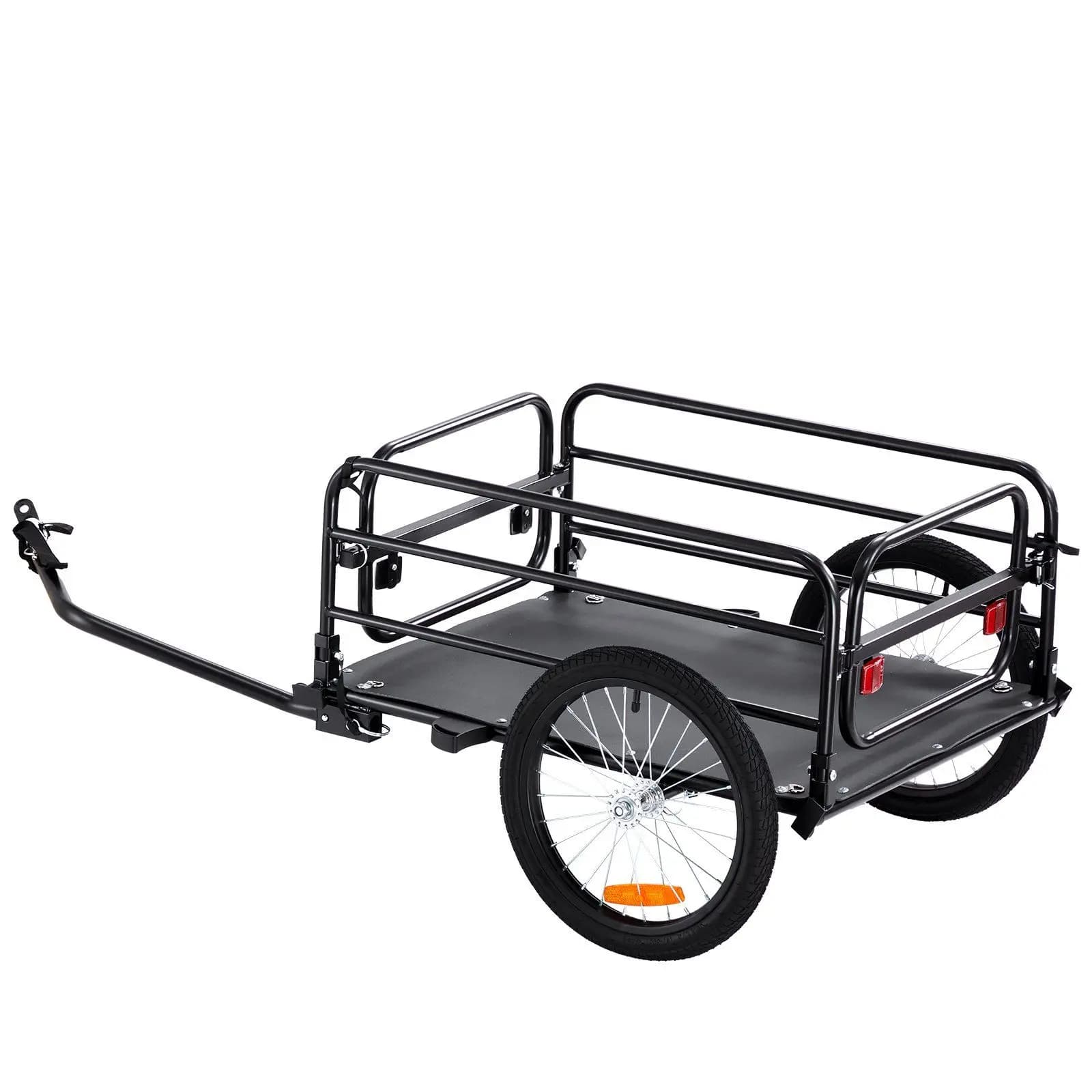 Carrello pieghevole per rimorchio da carico per bici con ruote da 16" Gancio universale per biciclette da 22-28 pollici Shopping da picnic per campeggio all'aperto