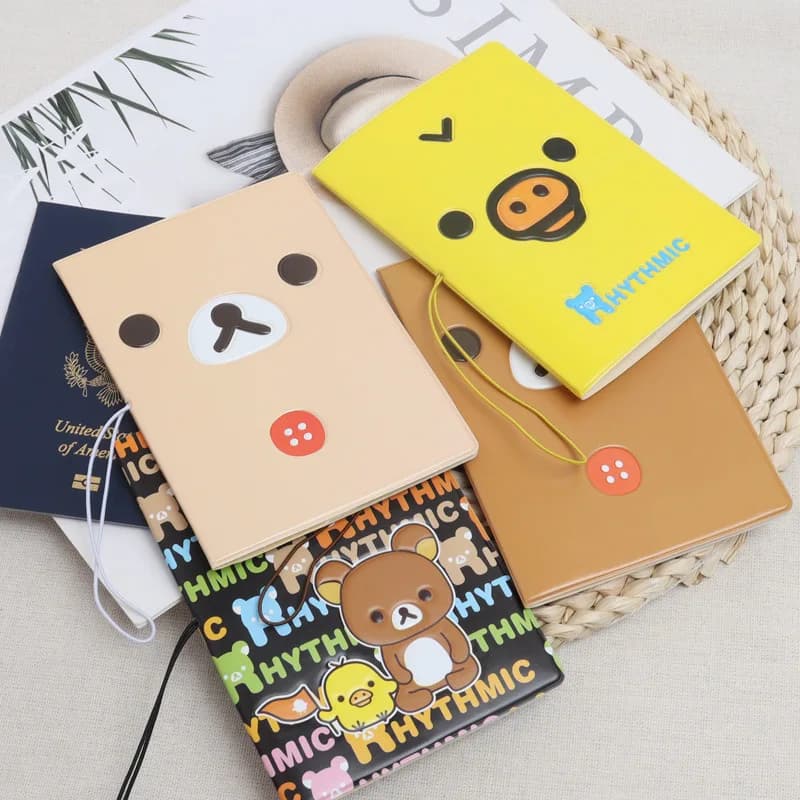 Hot Kawaii Rilakkumas Series Passport Cover Cartoon Creative Printing PVC Passport Clip Document Holder Travel Supplies