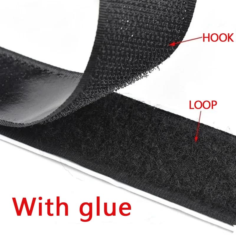 Strisce Adesive Forti in Velcro da 1/2/5M con Colla, Nastri Biadesivi per Montaggio Fai-da-te e Artigianato, 20-50mm, Nere