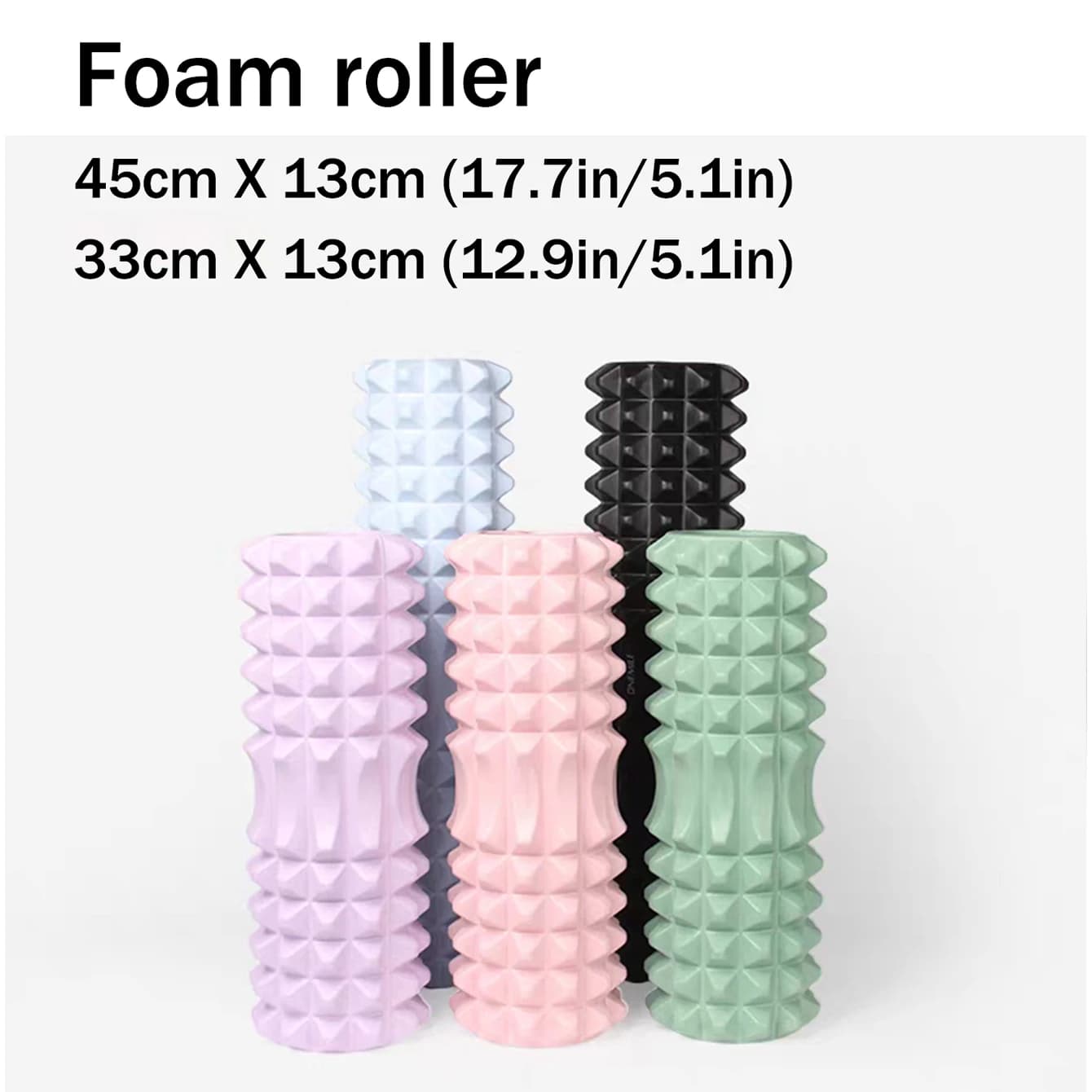 Rulli in schiuma solida da 45 cm, rulli per fitness e rulli per il rilassamento muscolare - perfetti per esercizi di fitness, yoga e pilates.