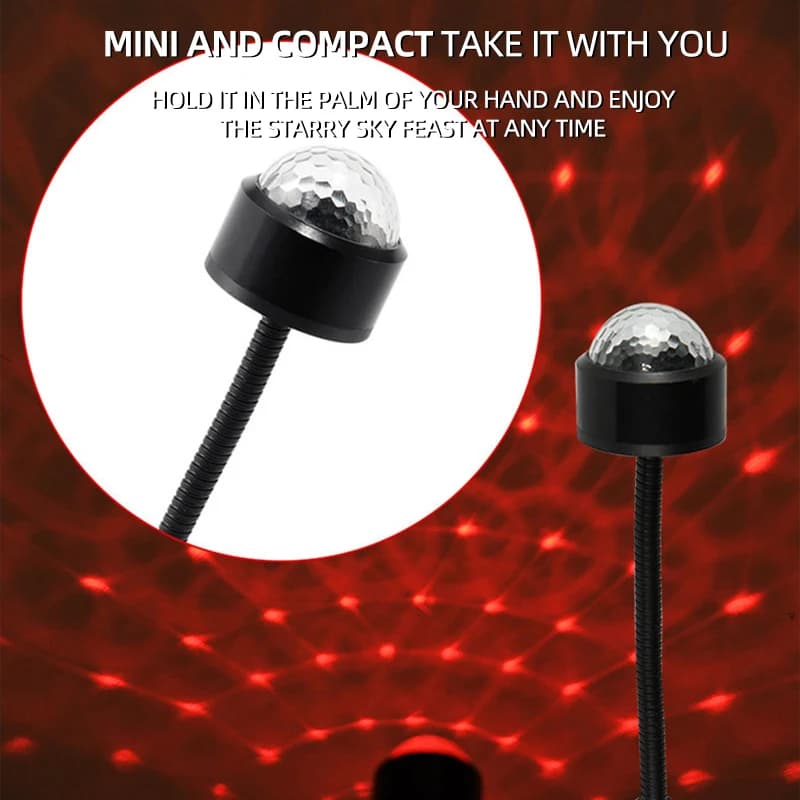 1 pz Mini Proiettore LED USB per Tetto Auto, Luci Notturne a Stella, Lampada Atmosfera Regolabile per Tetto Auto, Soffitto, Decorazioni per Feste