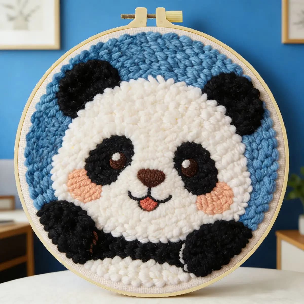 20X20CM/7.87inch Animal - Panda Punch Needle Embroidery Set Kit Stitch Embroidery Knitted Embroidery DIY Handmade Gift