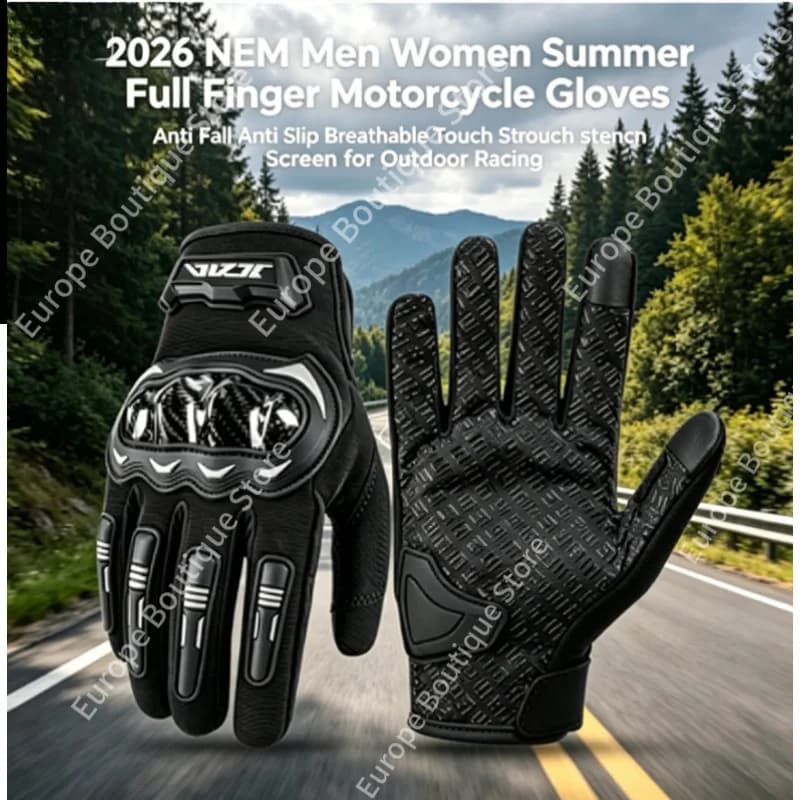 2026 NEW Summer Full Finger Motorcycle Gloves Men Women Anti Fall Anti Slip Breathable Touch Screen for Outdoor Racing Riding