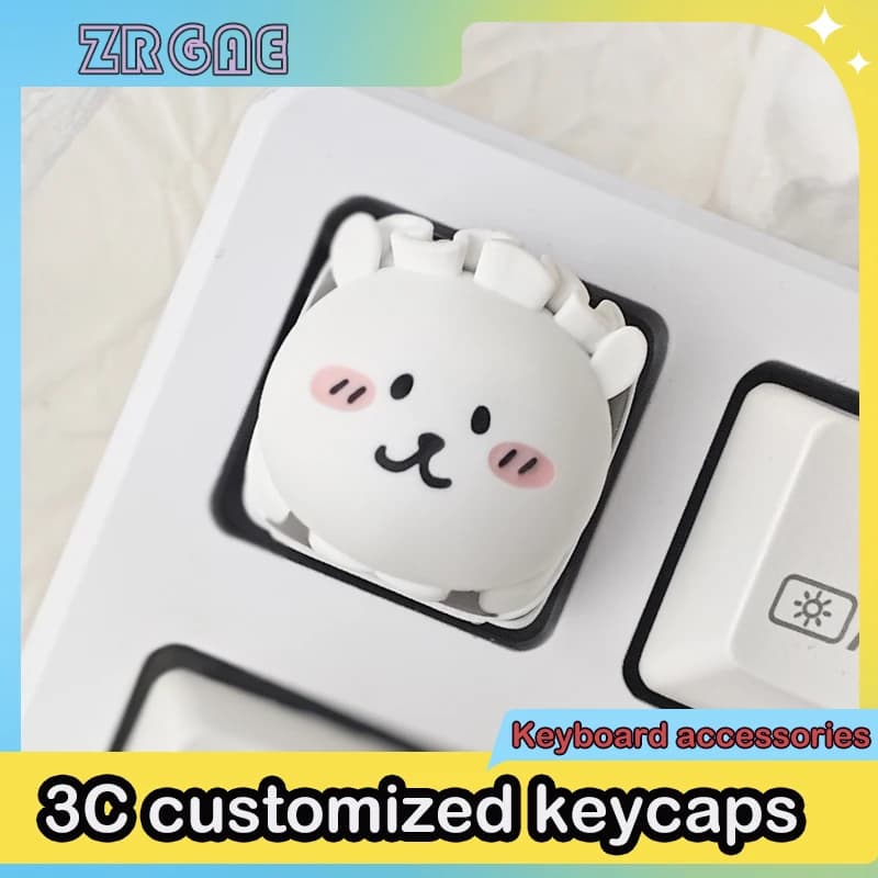 【Struggle Bear】Artisan Keycap for Mechanical Keyboard | Cute Depressed Bear Meme | Relatable "I'm Fine" Vibe | Resin Collectib