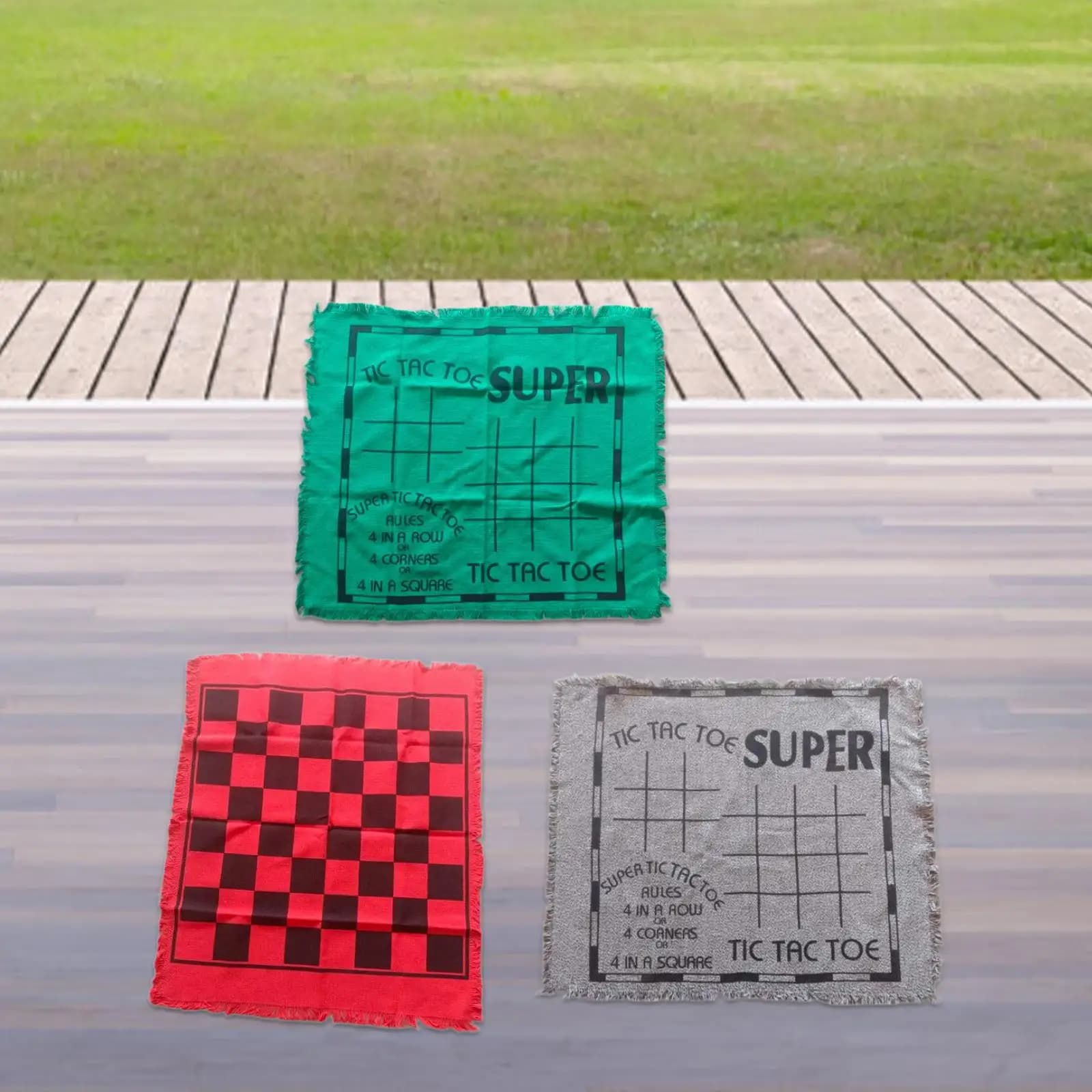Giant Checkers Board Game Set,Jumbo Tic TAC Toe Game,3 in 1 Game Mat for Kids,Adults,Indoor Outdoor Yard Game Classic