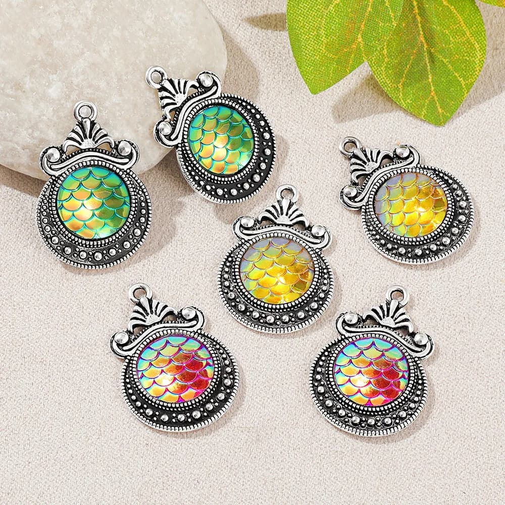 Vintage Bohemia Fishscale Effect Pendants Charms for Women Earrings Necklace New Trendy DIY Jewelry Making Accessories Parts