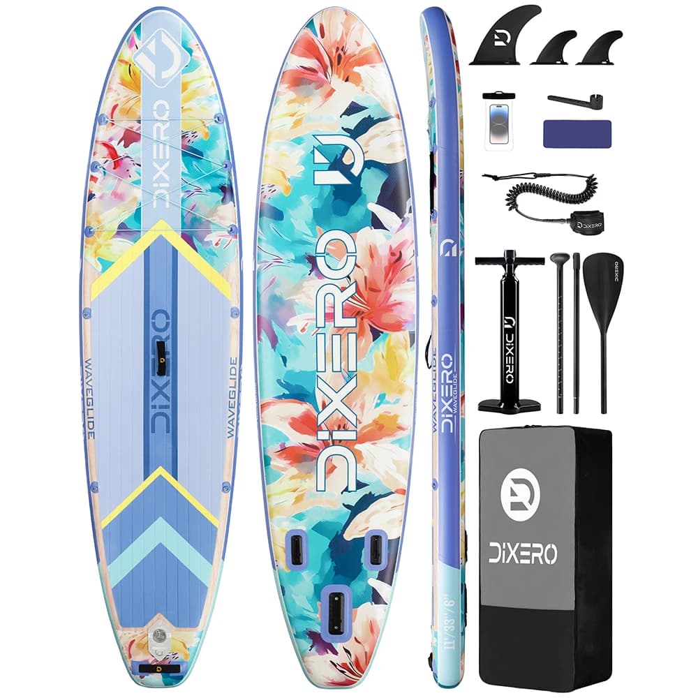 DIXERO Paddle Board Gonfiabile Impermeabile 11''x33''x6''Pesca Acquatica Stile In Piedi Per Adulti Con Accessori SUP