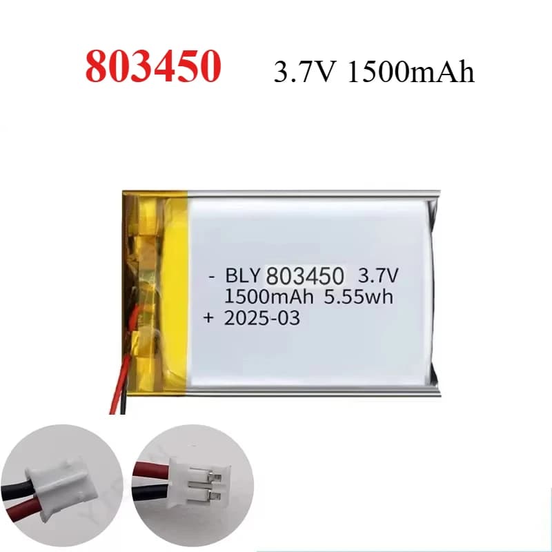 803450 Batteria ricaricabile ai polimeri di litio da 3,7 V 1500 mAh per navigatore GPS MP5 Auricolare Bluetooth Walkie-talkie Fotocamera Spina PH2.0