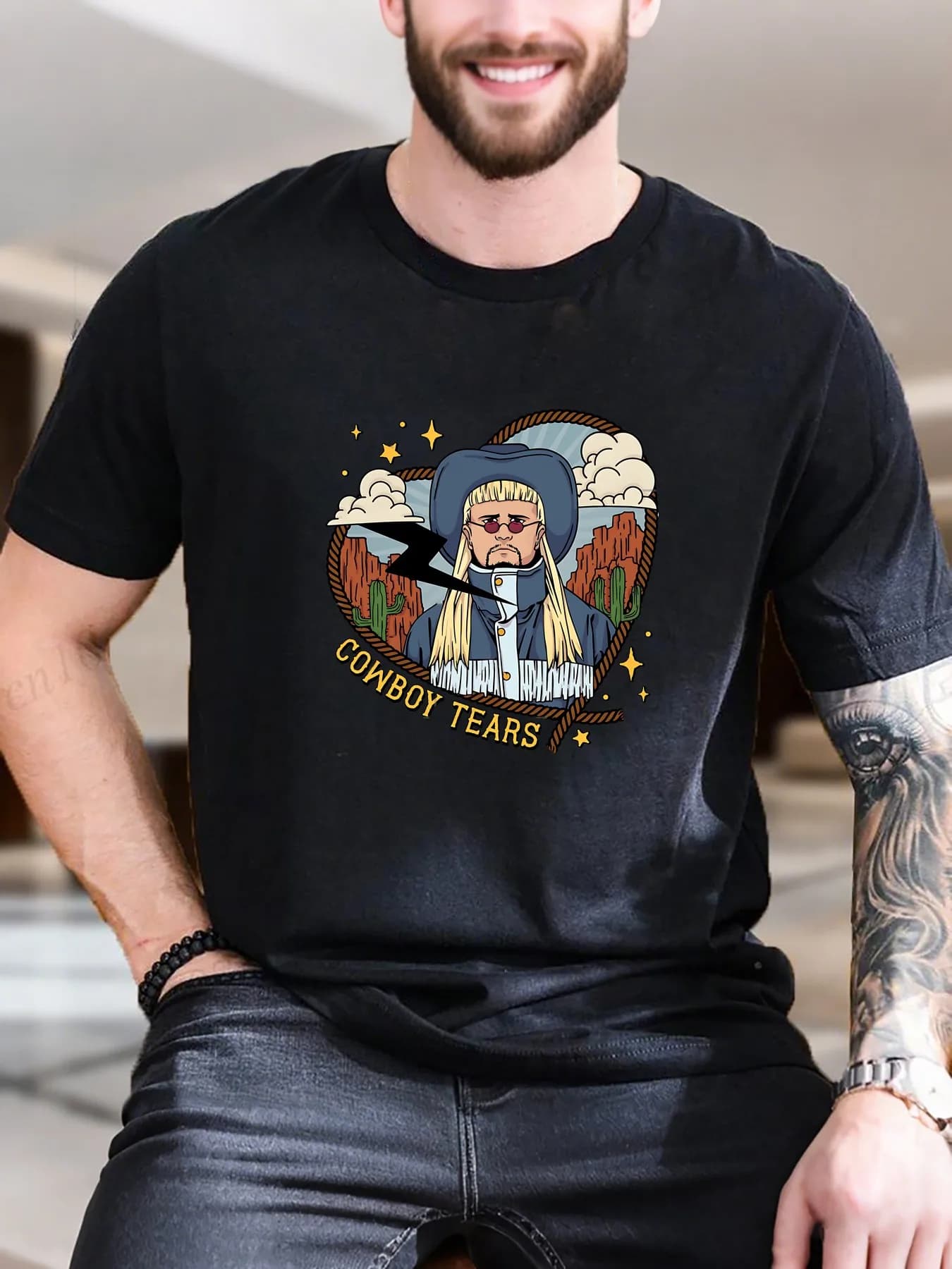 T-shirt a maniche corte stampata da uomo di nuova moda di arrivo Cowboy Tears Logo 100% cotone Confortevole ed elegante Casual Trendy Perfect F