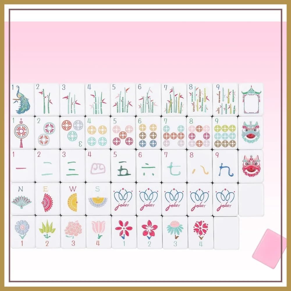 Set Mahjong Americano Rosa da 160 Pezzi con Borsa, Tessere da 1,2 Pollici, Design Inciso, Accessori Inclusi