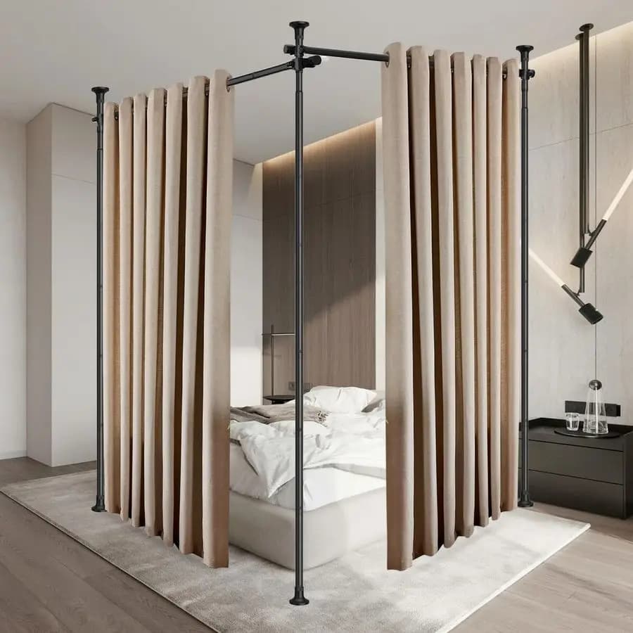 Divider for Curtains, Ambient Separator, 60x120 inch H, 48x120 inch L, Adjustable Separator for Rooms, Resistant Curtain Divider