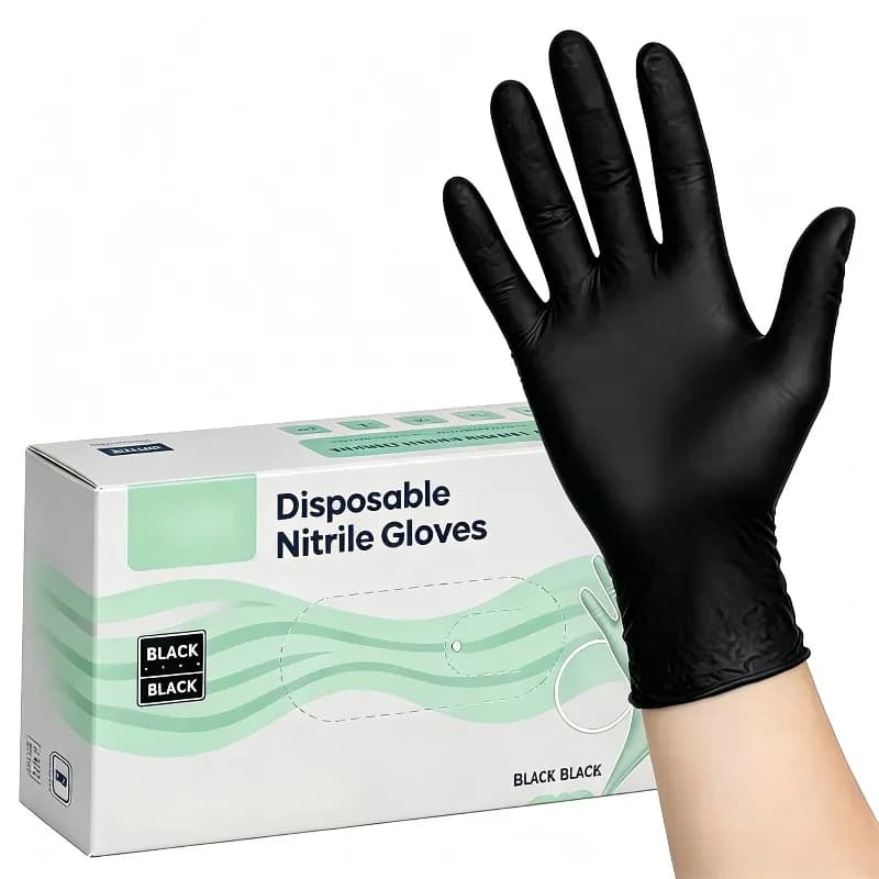 30/60/100 Pezzi Guanti Monouso in Nitrile Nero per Tatuaggi, Manicure, Pulizia Salone, Bagno, Cucina, Toelettatura Animali