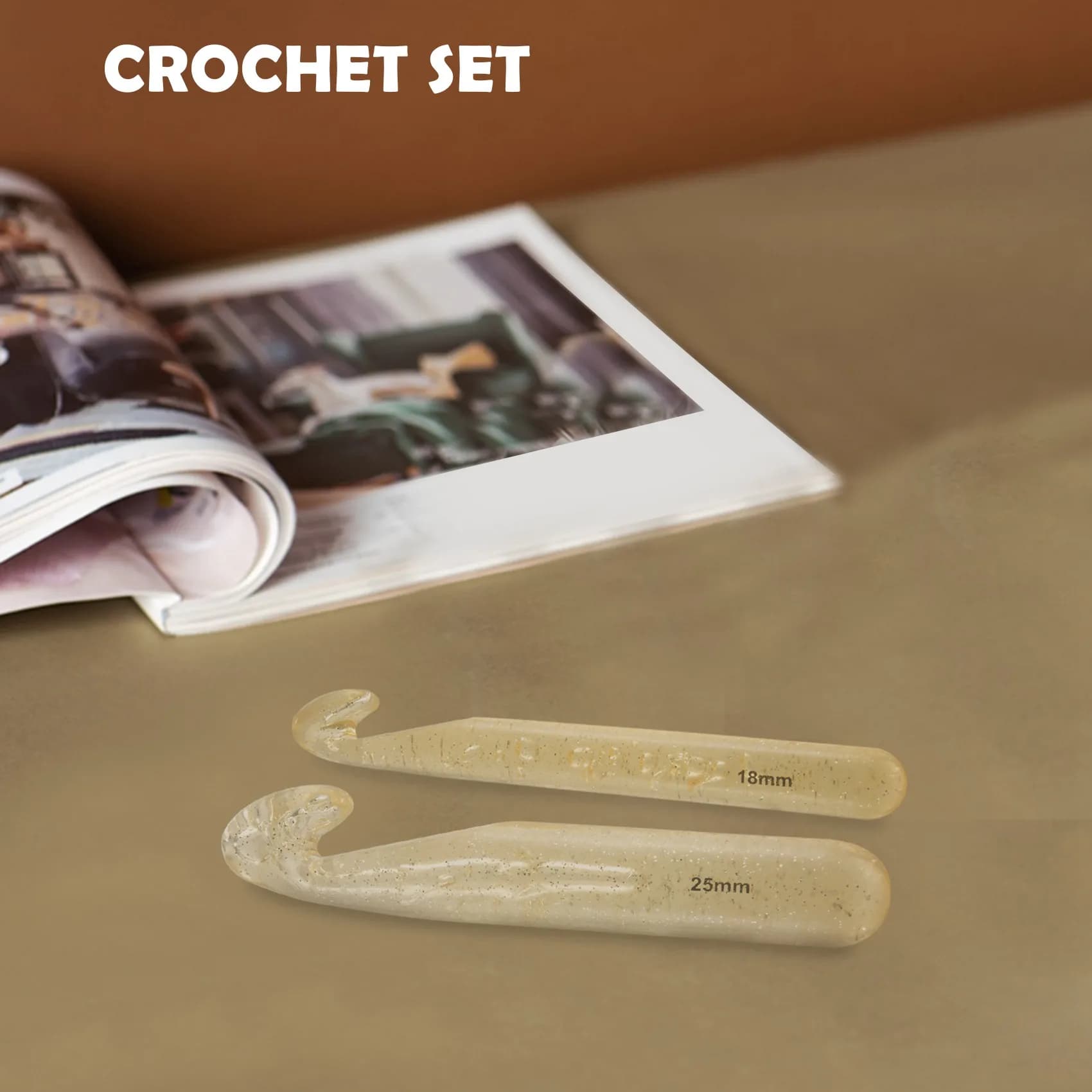 Set di 5 Grandi Uncinetti ABKS da 12mm/15mm/18mm/20mm/25mm, Kit di Ferri da Maglia in Plastica, Strumenti per Lavorazione a Maglia Fai-da-Te
