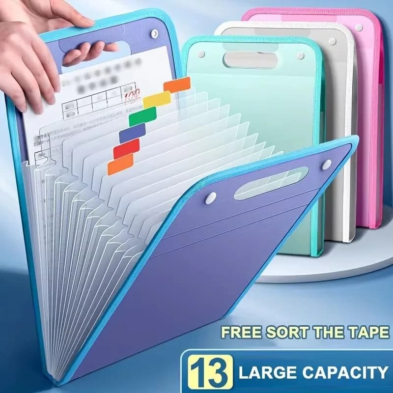 Multi-Layer Expanding File Folder Handheld Classified Organizer for Students Office Test Paper Storage Simple Design Accordion