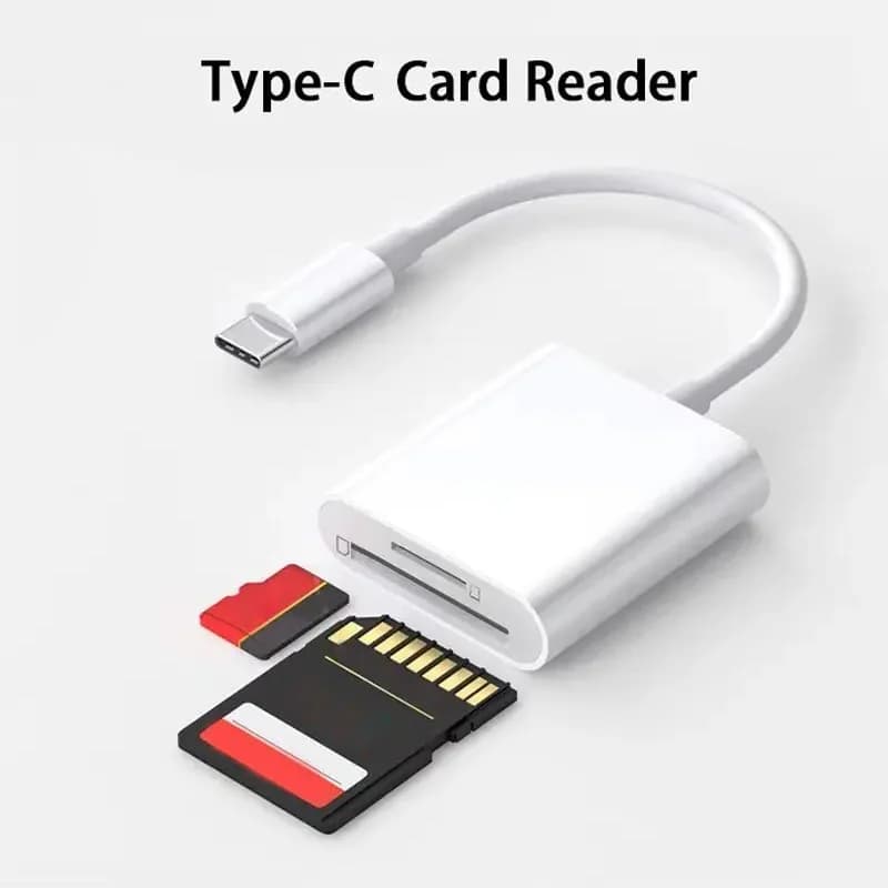 Lettore di schede doppio USB-C, adattatore di memoria da USB C a scheda SD OTG SD/TF per Ipad Pro, MacBook e altri tablet.