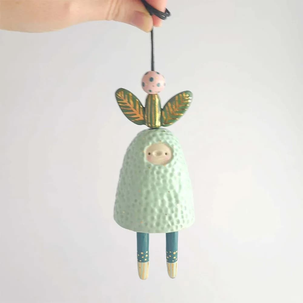 New Cute Ceramic Bells Collection Cartoon Craft Handmade Wind Chimes Simple Yard Pendant Home Decoration
