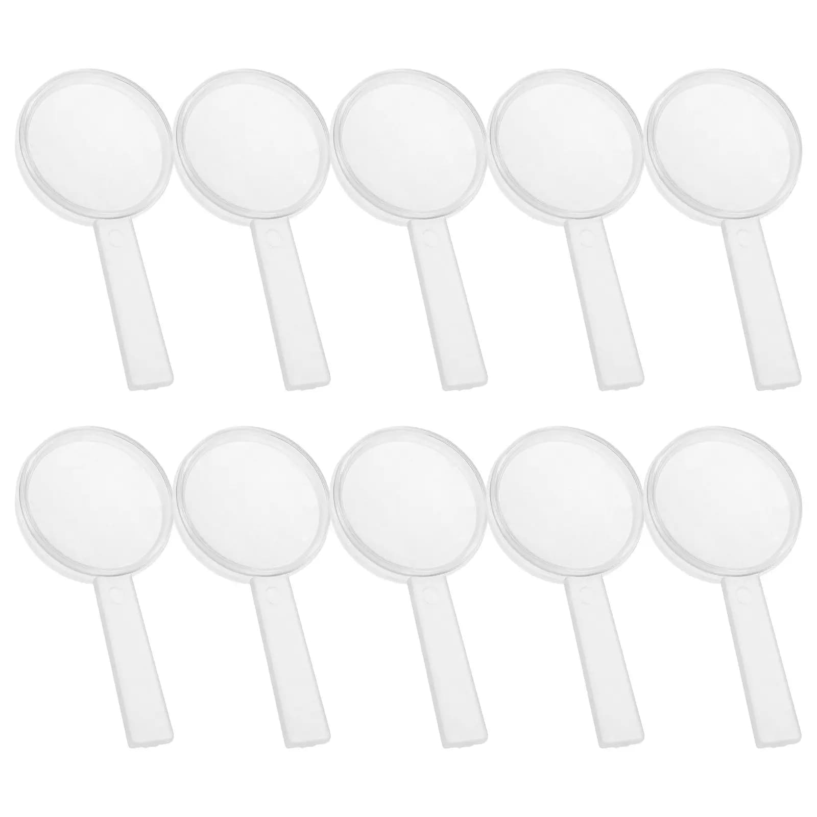 Lente d'ingrandimento portatile da 10 pezzi, trasparente, da 25 mm, con lente trasparente, per l'esplorazione all'aperto, strumento ottico educativo per bambini