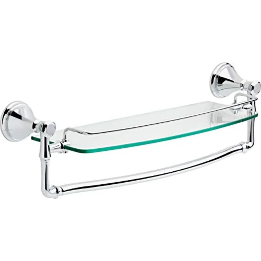 Mensola in Vetro da 18 Pollici con Portasciugamani in Cromo Lucido per Bagno, Design Moderno, Vetro Resistente e Finitura Cromata, Facile da Installare