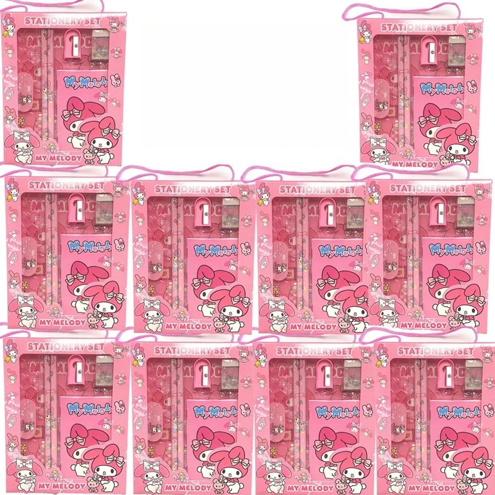 Set di cancelleria Frozen Mickey, Cinnamoroll e Kuromi per uso quotidiano, regalo scolastico con matita, temperamatite, gomma, quaderno e righello.