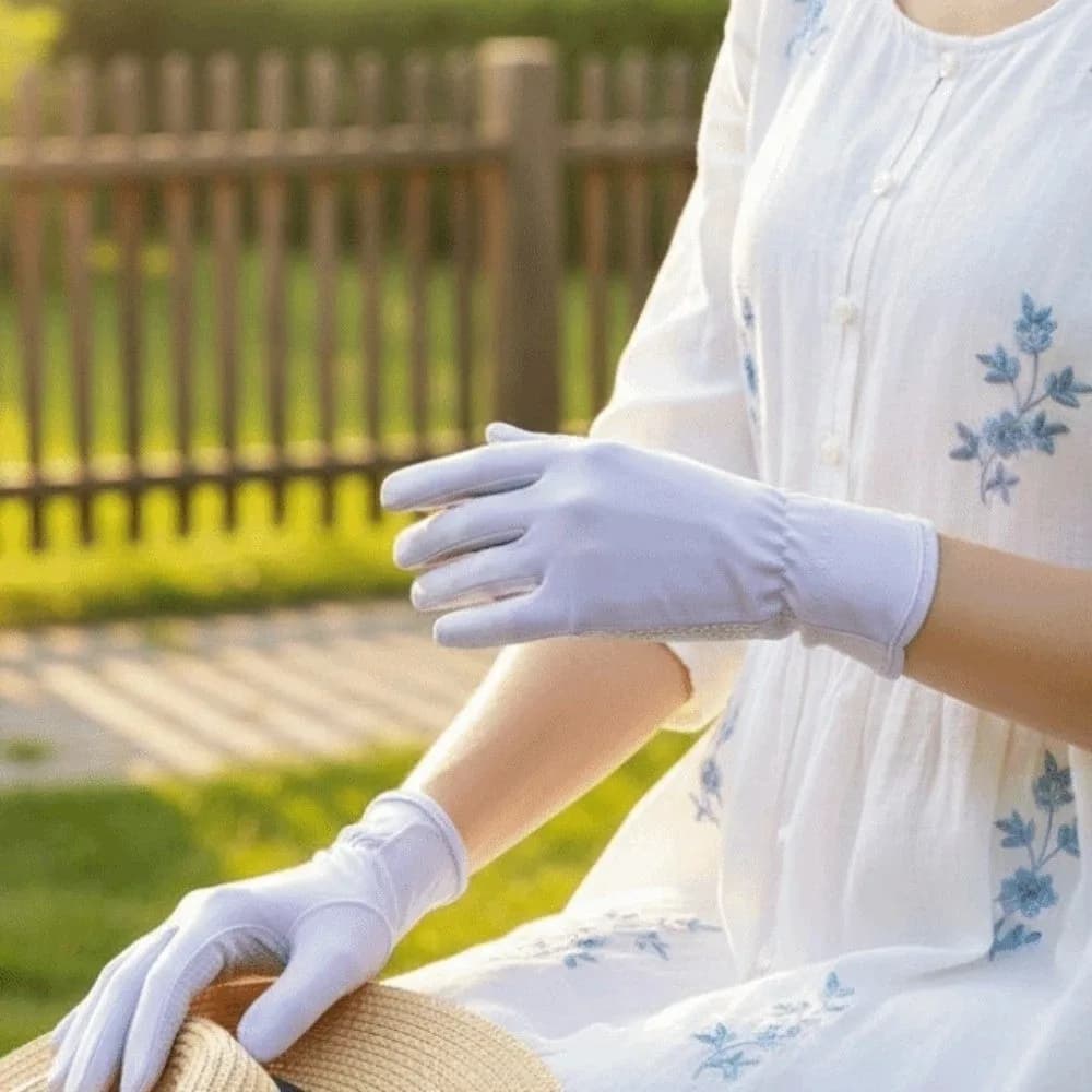 Guanti Traspiranti Protettivi Solari ad Asciugatura Rapida in Silicone Antiscivolo, Guanti da Ciclismo in Seta Ghiaccio, Protezione Solare, Colore Unico