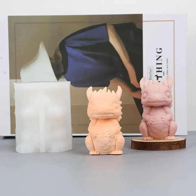 Stampo in Silicone per Candele a Forma di Piccolo Drago, Replica Fai-da-Te per Ornamenti in Gesso Aromaterapici