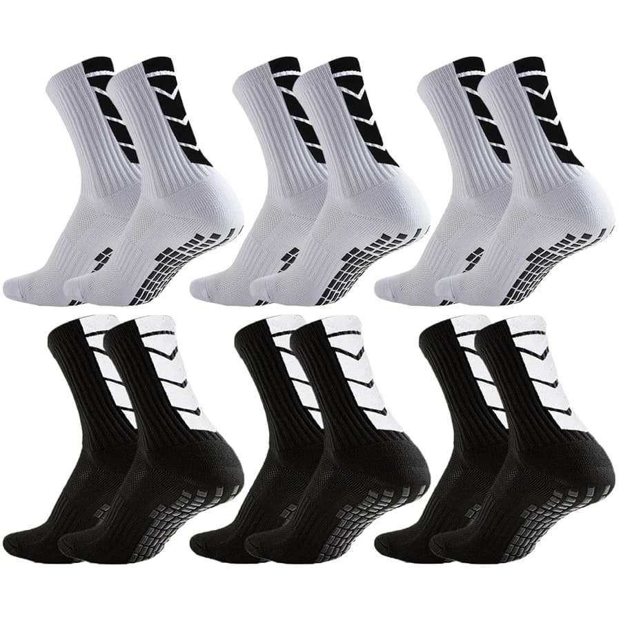 6 Paia di Calzini Sportivi con Fondo in Spugna per Uomo e Donna, per Calcio, Basket, Baseball, Rugby, Corsa, Tennis, Antiscivolo