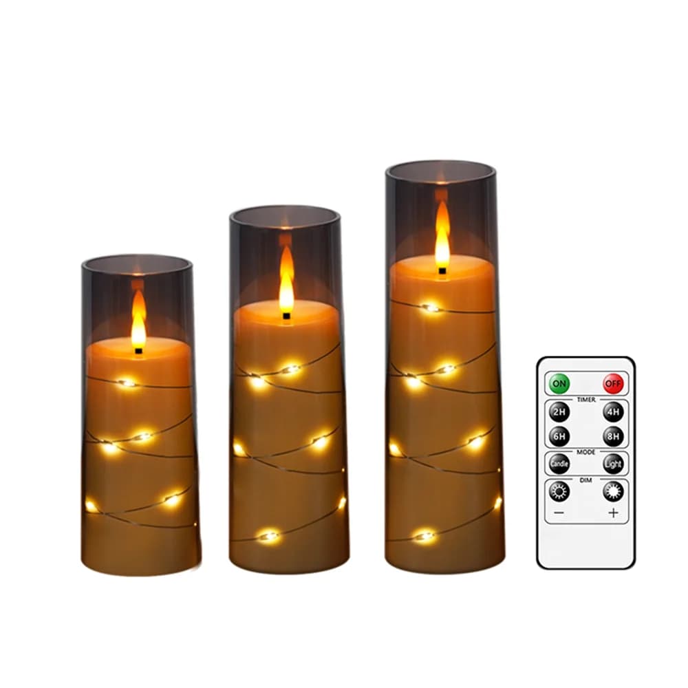 Candele LED Senza Fiamma in Acrilico con Luci a Corda, Timer, Dimmerabili e Sfarfallanti, Decorazioni per Pasqua, Primavera, Addio al Nubilato, Compleanno, Regalo per Feste