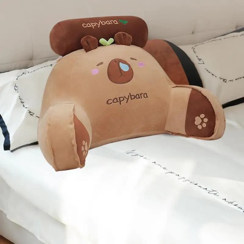 Bellissimo cuscino per schienale capibara Cuscino di supporto lombare con braccioli Cuscino da lettura Testiera morbida Capibara di cartone animato Regali di peluche