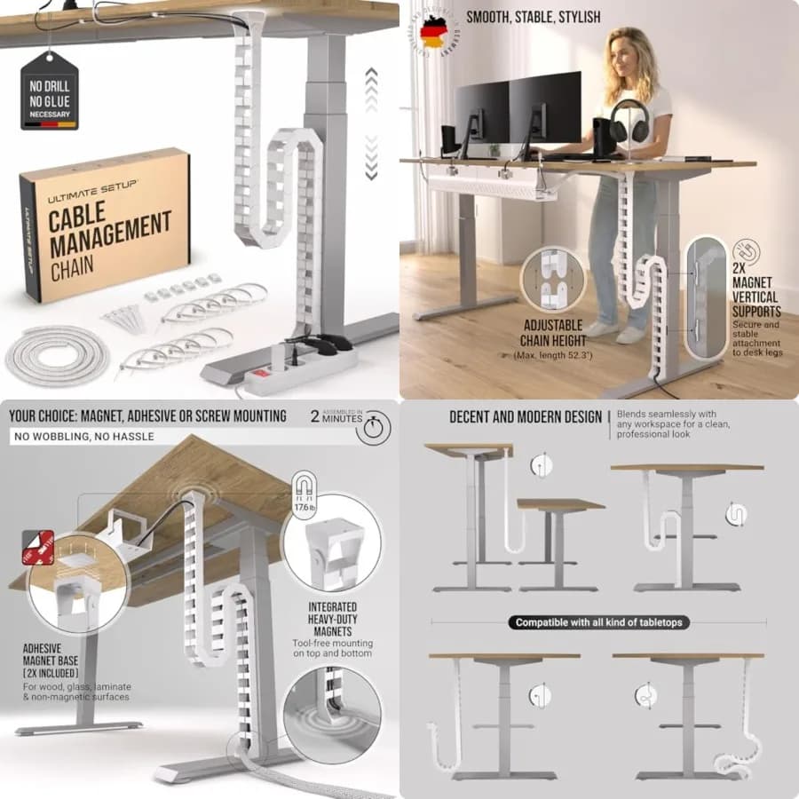 Organizzatore Cavi Sotto Scrivania Vertebrae - Perfetto per Scrivanie Sit-Stand -, 133 cm