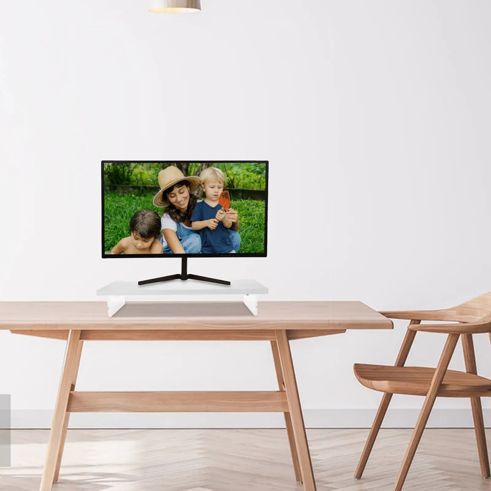 Supporto per Monitor in Acrilico, Regolabile in Altezza, Organizzatore da Scrivania Ergonomico, Base Stabile per Laptop e Dispositivi Desktop