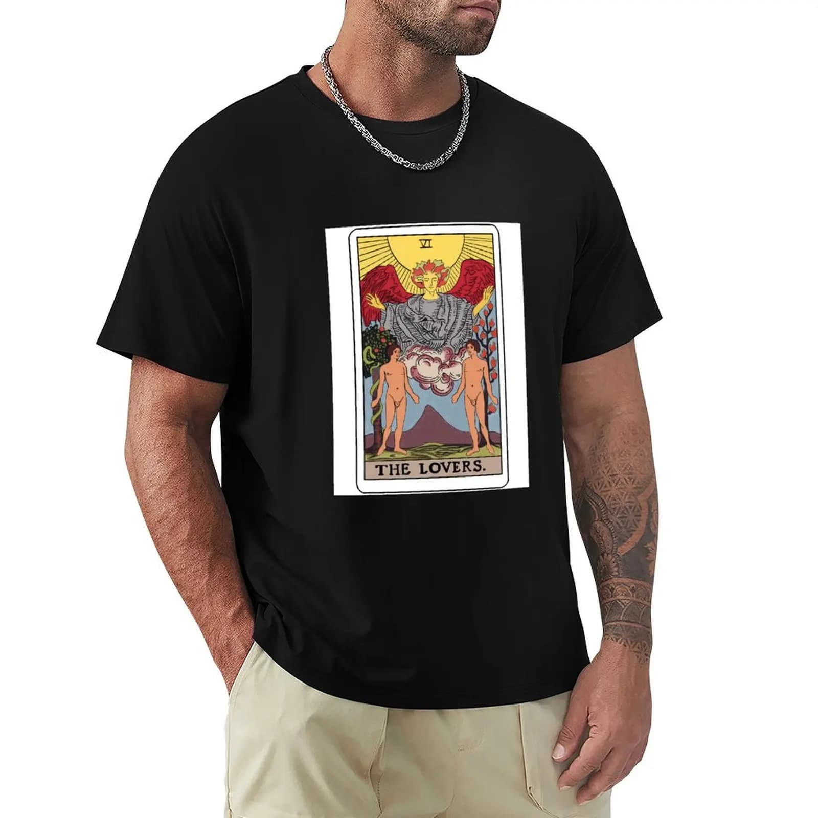 T-shirt con stampa di carte dei tarocchi Gay Lovers, t-shirt estiva leggera e casual