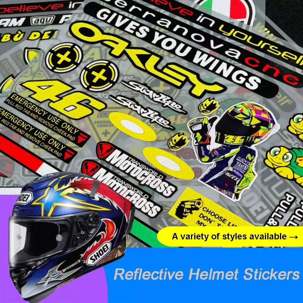 Reflective decorative stickers for cars, motorcycles, scooters, mountain bikes, sponsors, decals covering scratches on the helmet