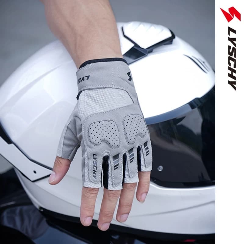 Guanti da Moto Estivi Mezze Dita LYSCHY Leggeri Traspiranti Protezione Antiabrasione