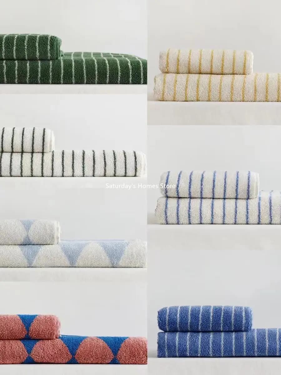 Asciugamani in cotone con rombi geometrici a righe Asciugamano morbido e assorbente per il viso Pettinato a graffetta lunga Asciugamano per mani per bambini Bagno per adulti Per la casa