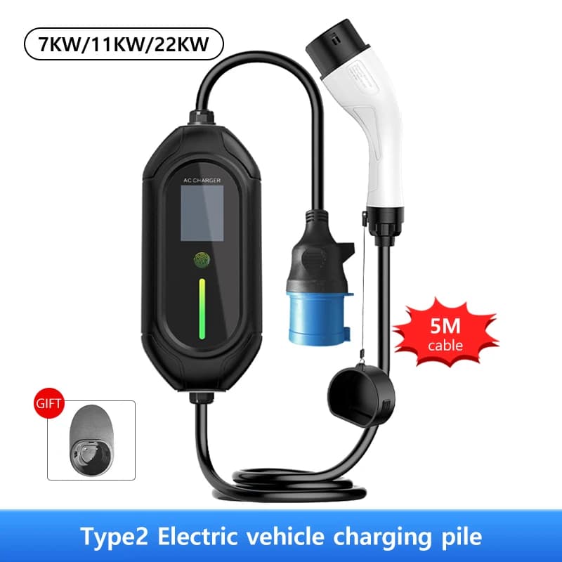 Caricatore EV Portatile 3.5 - 22KW Tipo 2 con Controllo APP, Stazione di Ricarica Domestica per Veicoli Elettrici con Display LCD per BMW, Benz, Tesla, BYD