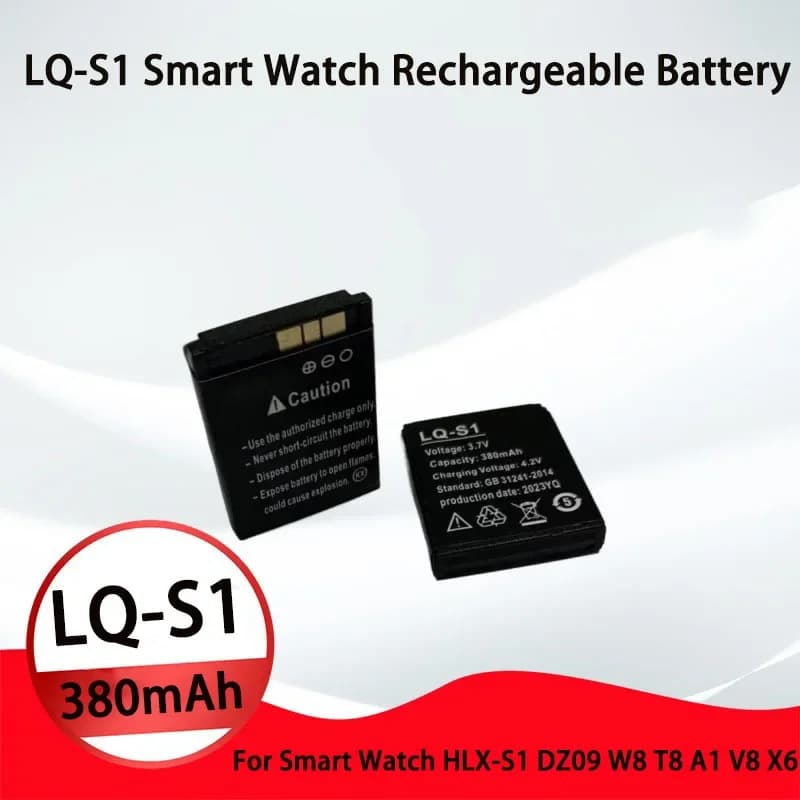 Batteria per Smartwatch PURFIELD LQ-S1 3.7v 380mAh, Batteria al Litio Ricaricabile LQ-S1 Sostitutiva per QW09 DZ09 W8 A1 X6 SmartWatch